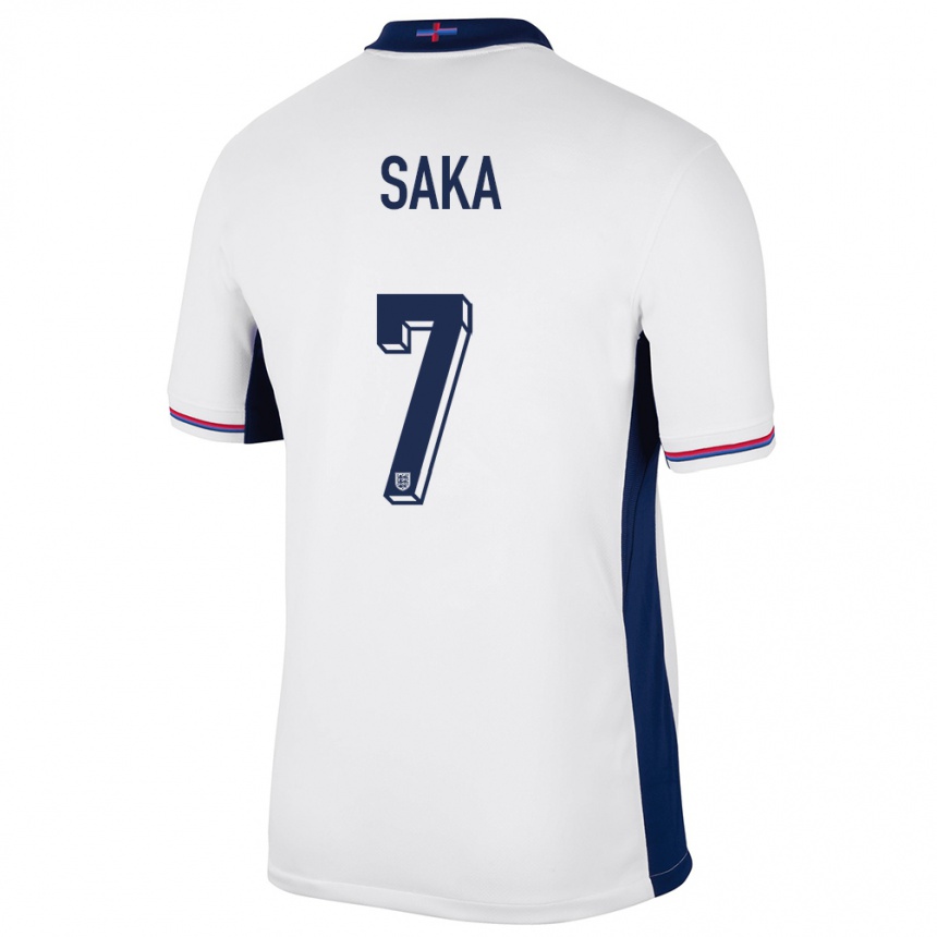 Kinder Fußball England Bukayo Saka #7 Weiß Heimtrikot Trikot 24-26 T-Shirt Luxemburg