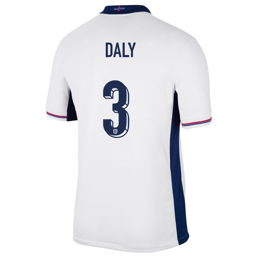 Kinder Fußball England Rachel Daly #3 Weiß Heimtrikot Trikot 24-26 T-Shirt Luxemburg