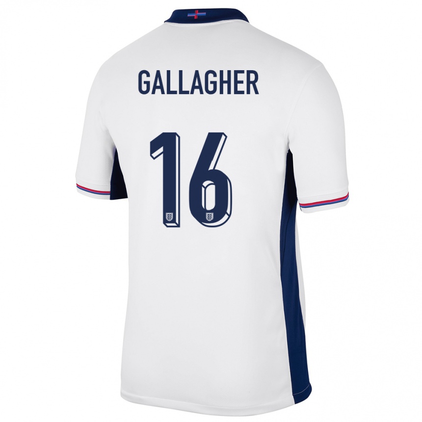 Kinder Fußball England Conor Gallagher #16 Weiß Heimtrikot Trikot 24-26 T-Shirt Luxemburg