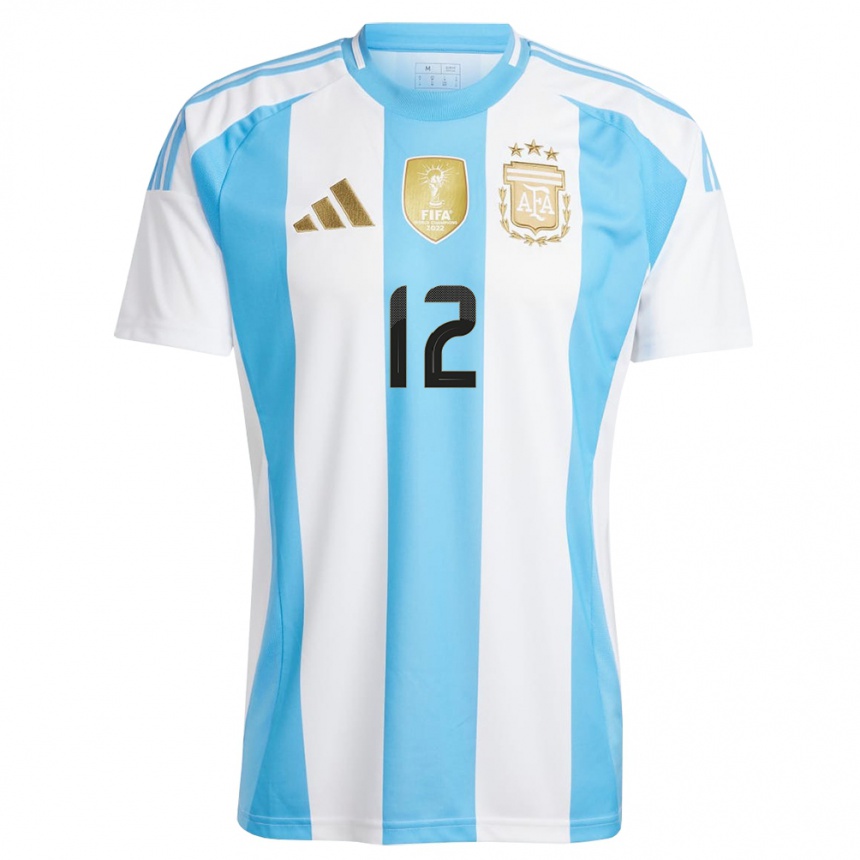 Kinder Fußball Argentinien Lautaro Morales #12 Weiß Blau Heimtrikot Trikot 24-26 T-Shirt Luxemburg