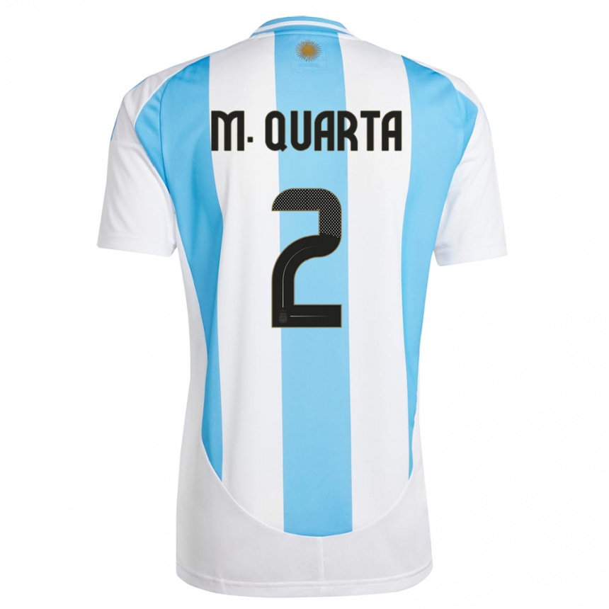 Kinder Fußball Argentinien Lucas Martinez Quarta #2 Weiß Blau Heimtrikot Trikot 24-26 T-Shirt Luxemburg