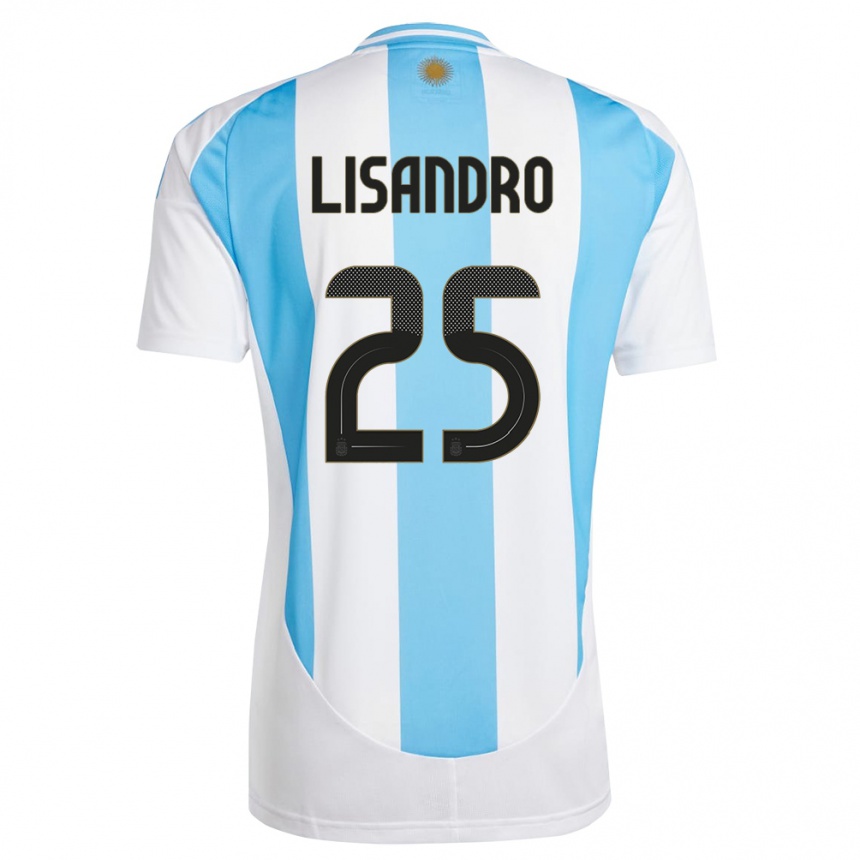 Kinder Fußball Argentinien Lisandro Martinez #25 Weiß Blau Heimtrikot Trikot 24-26 T-Shirt Luxemburg