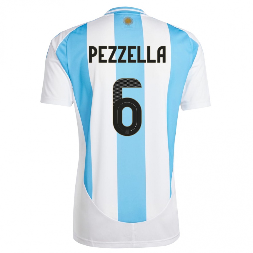 Kinder Fußball Argentinien German Pezzella #6 Weiß Blau Heimtrikot Trikot 24-26 T-Shirt Luxemburg