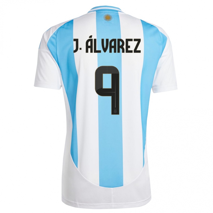 Kinder Fußball Argentinien Julian Alvarez #9 Weiß Blau Heimtrikot Trikot 24-26 T-Shirt Luxemburg