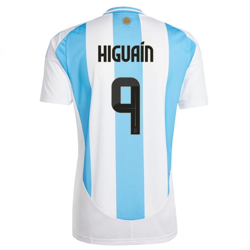 Kinder Fußball Argentinien Gonzalo Higuain #9 Weiß Blau Heimtrikot Trikot 24-26 T-Shirt Luxemburg