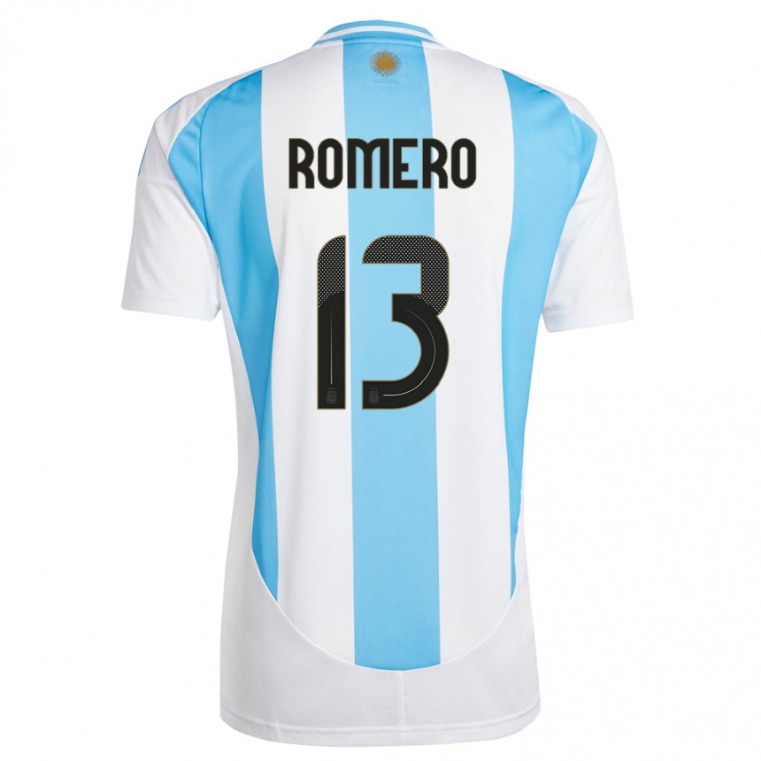 Kinder Fußball Argentinien Cristian Romero #13 Weiß Blau Heimtrikot Trikot 24-26 T-Shirt Luxemburg