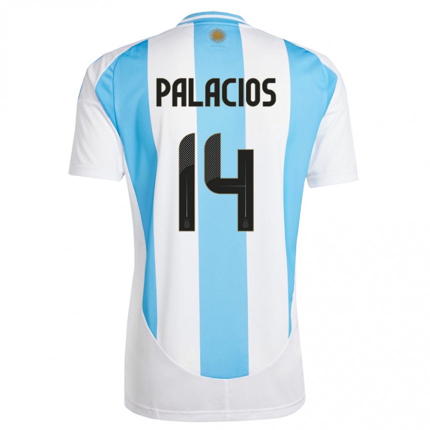 Kinder Fußball Argentinien Exequiel Palacios #14 Weiß Blau Heimtrikot Trikot 24-26 T-Shirt Luxemburg