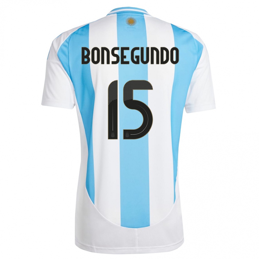 Kinder Fußball Argentinien Florencia Bonsegundo #15 Weiß Blau Heimtrikot Trikot 24-26 T-Shirt Luxemburg