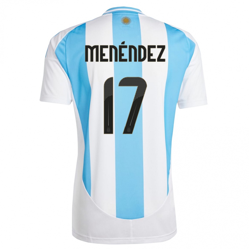 Kinder Fußball Argentinien Milagros Menendez #17 Weiß Blau Heimtrikot Trikot 24-26 T-Shirt Luxemburg