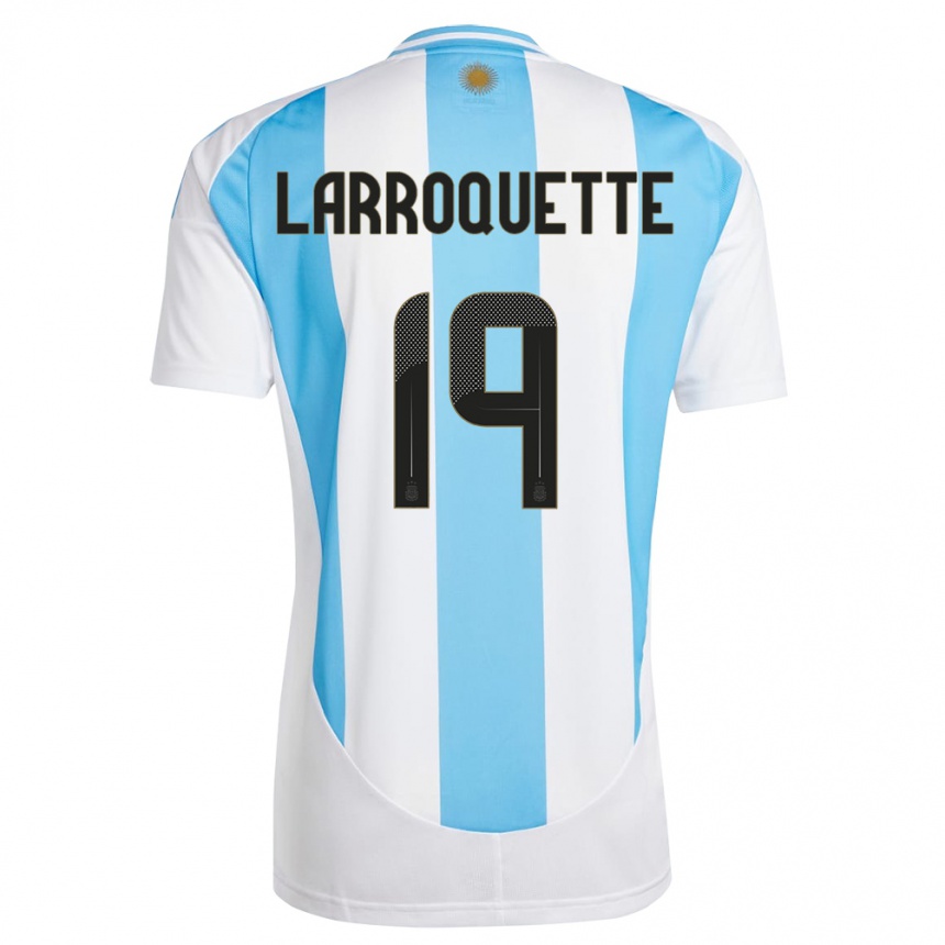 Kinder Fußball Argentinien Mariana Larroquette #19 Weiß Blau Heimtrikot Trikot 24-26 T-Shirt Luxemburg