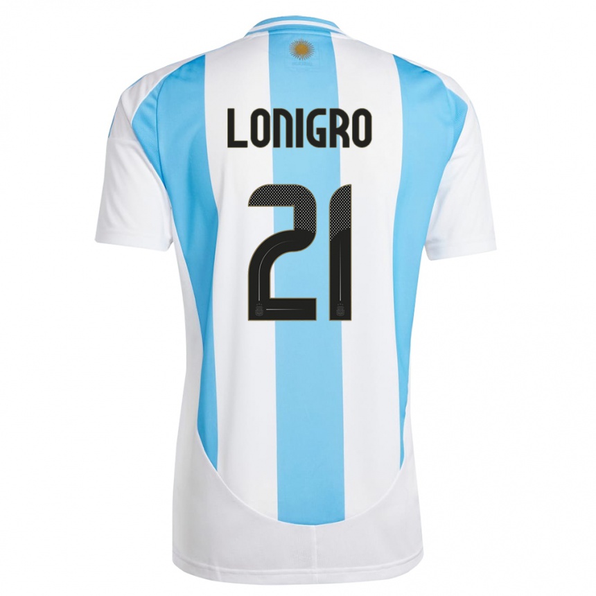 Kinder Fußball Argentinien Erica Lonigro #21 Weiß Blau Heimtrikot Trikot 24-26 T-Shirt Luxemburg