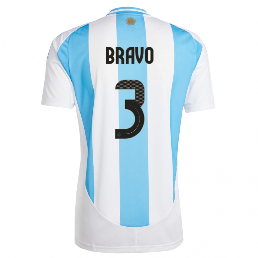 Kinder Fußball Argentinien Claudio Bravo #3 Weiß Blau Heimtrikot Trikot 24-26 T-Shirt Luxemburg