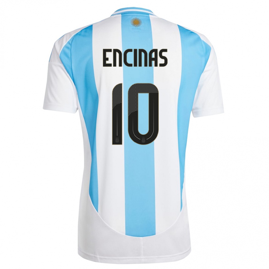 Kinder Fußball Argentinien Axel Encinas #10 Weiß Blau Heimtrikot Trikot 24-26 T-Shirt Luxemburg