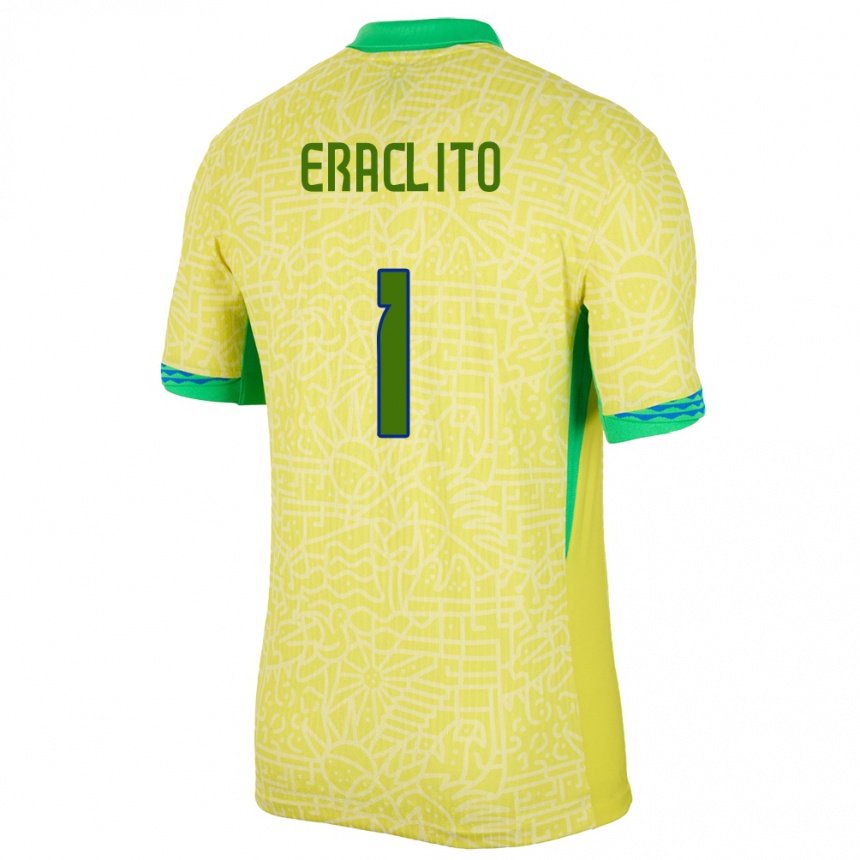 Kinder Fußball Brasilien Marcelo Eraclito #1 Gelb Heimtrikot Trikot 24-26 T-Shirt Luxemburg