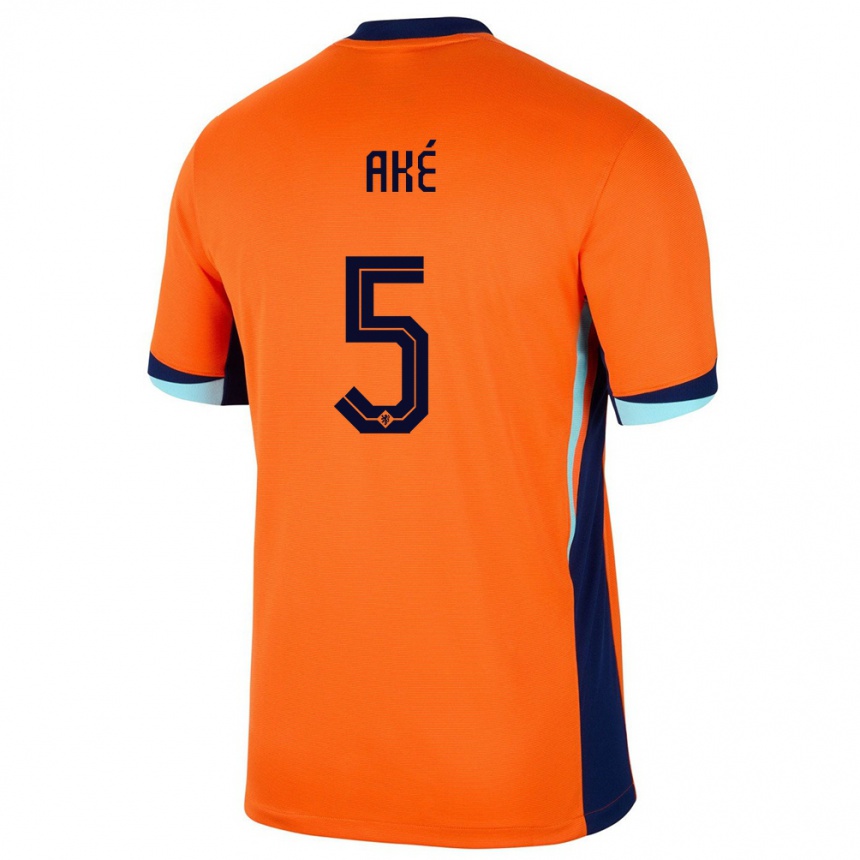 Kinder Fußball Niederlande Nathan Ake #5 Orange Heimtrikot Trikot 24-26 T-Shirt Luxemburg