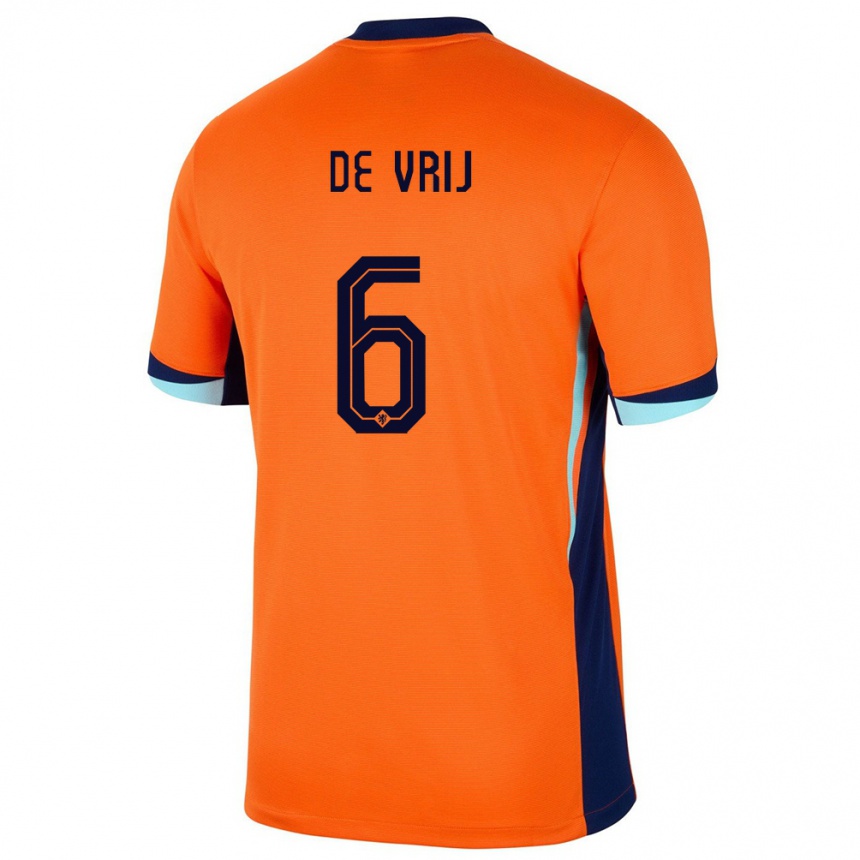 Kinder Fußball Niederlande Stefan De Vrij #6 Orange Heimtrikot Trikot 24-26 T-Shirt Luxemburg