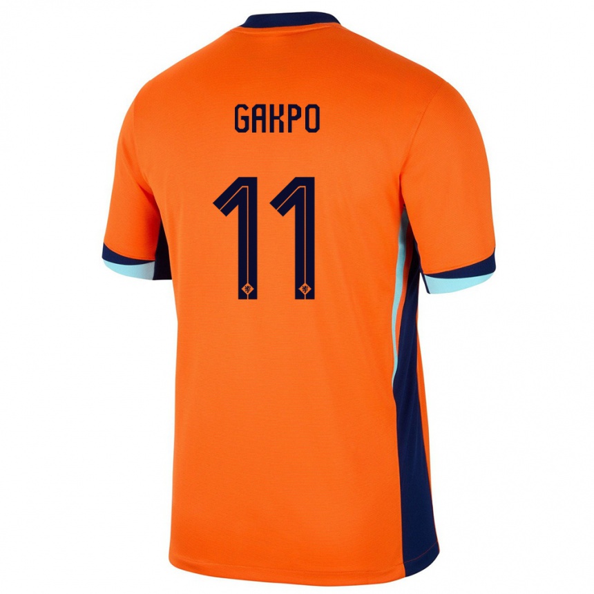 Kinder Fußball Niederlande Cody Gakpo #11 Orange Heimtrikot Trikot 24-26 T-Shirt Luxemburg