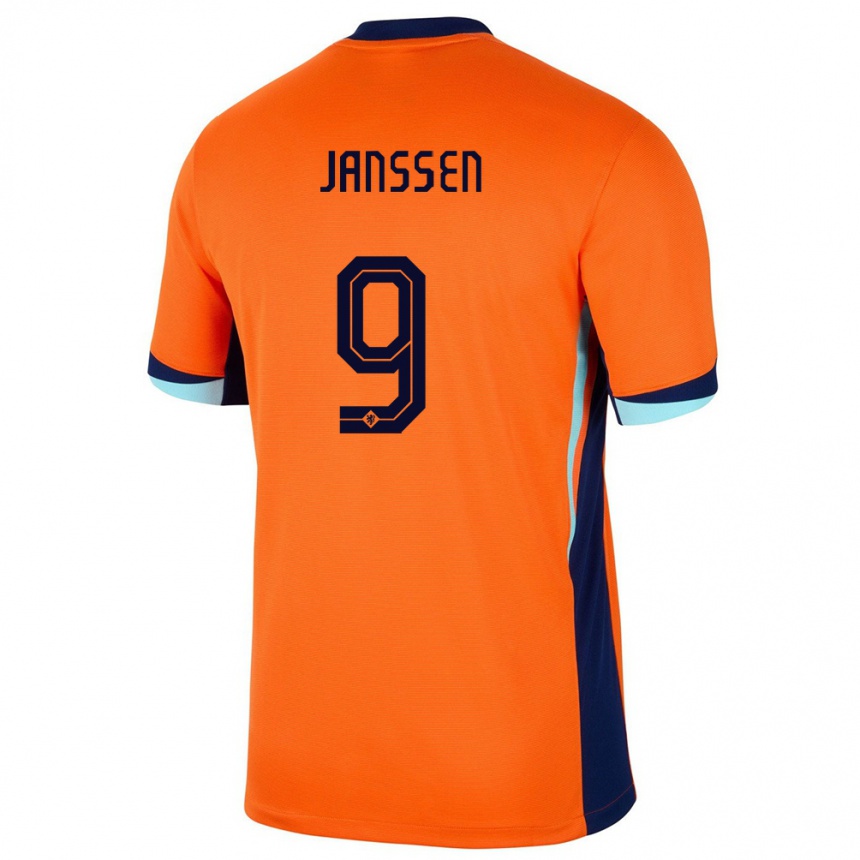 Kinder Fußball Niederlande Vincent Janssen #9 Orange Heimtrikot Trikot 24-26 T-Shirt Luxemburg