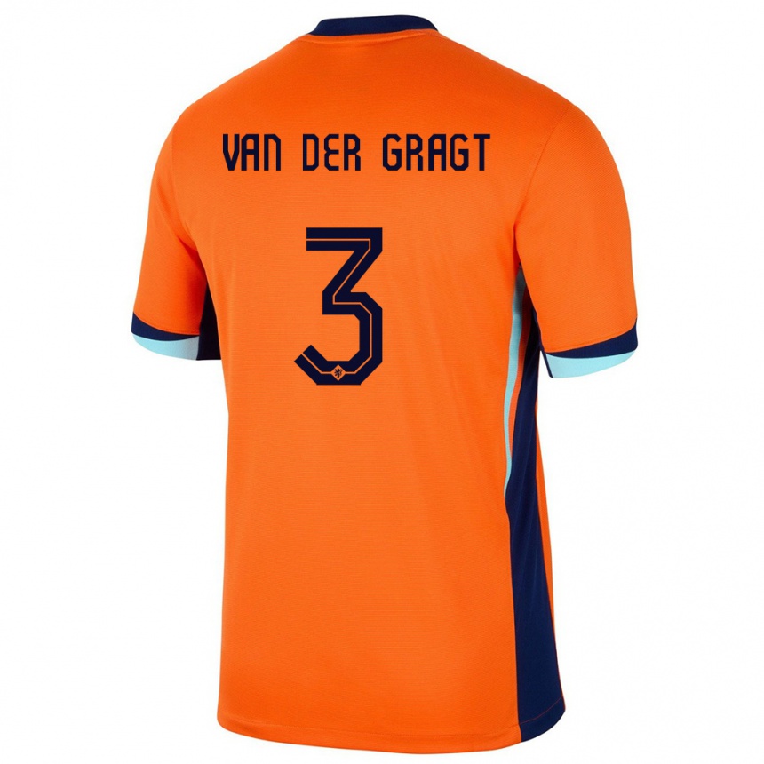 Kinder Fußball Niederlande Stefanie Van Der Gragt #3 Orange Heimtrikot Trikot 24-26 T-Shirt Luxemburg