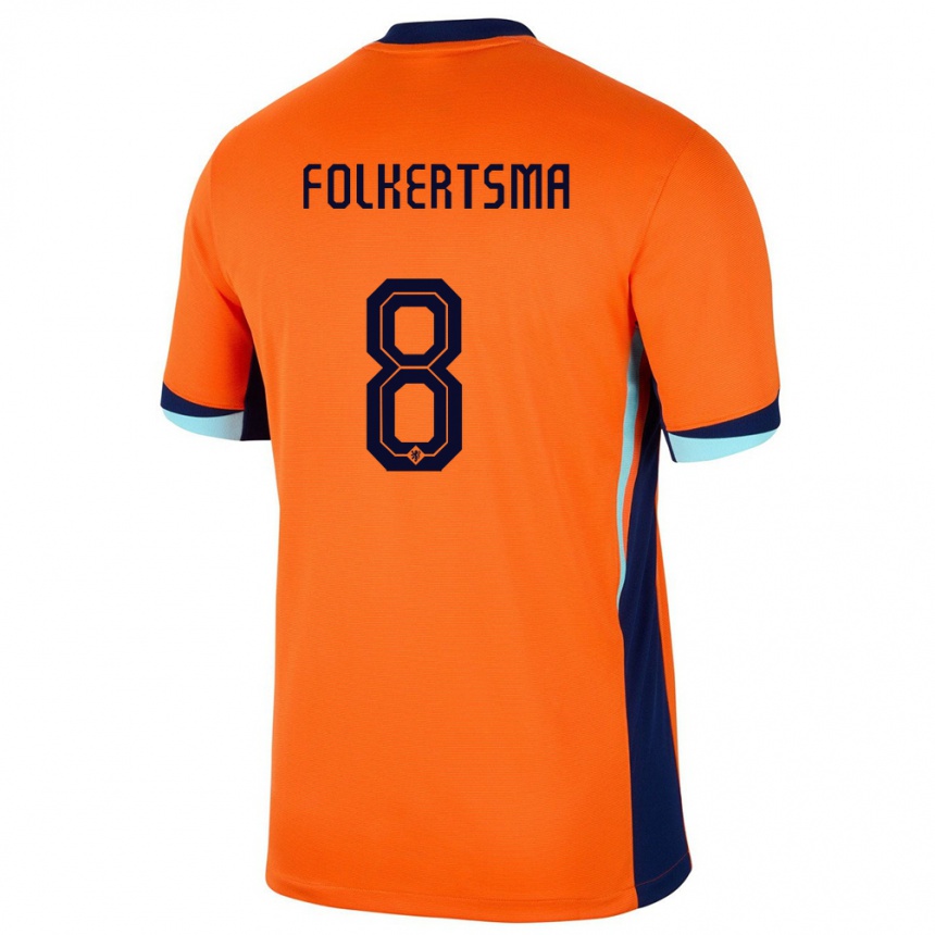 Kinder Fußball Niederlande Sisca Folkertsma #8 Orange Heimtrikot Trikot 24-26 T-Shirt Luxemburg