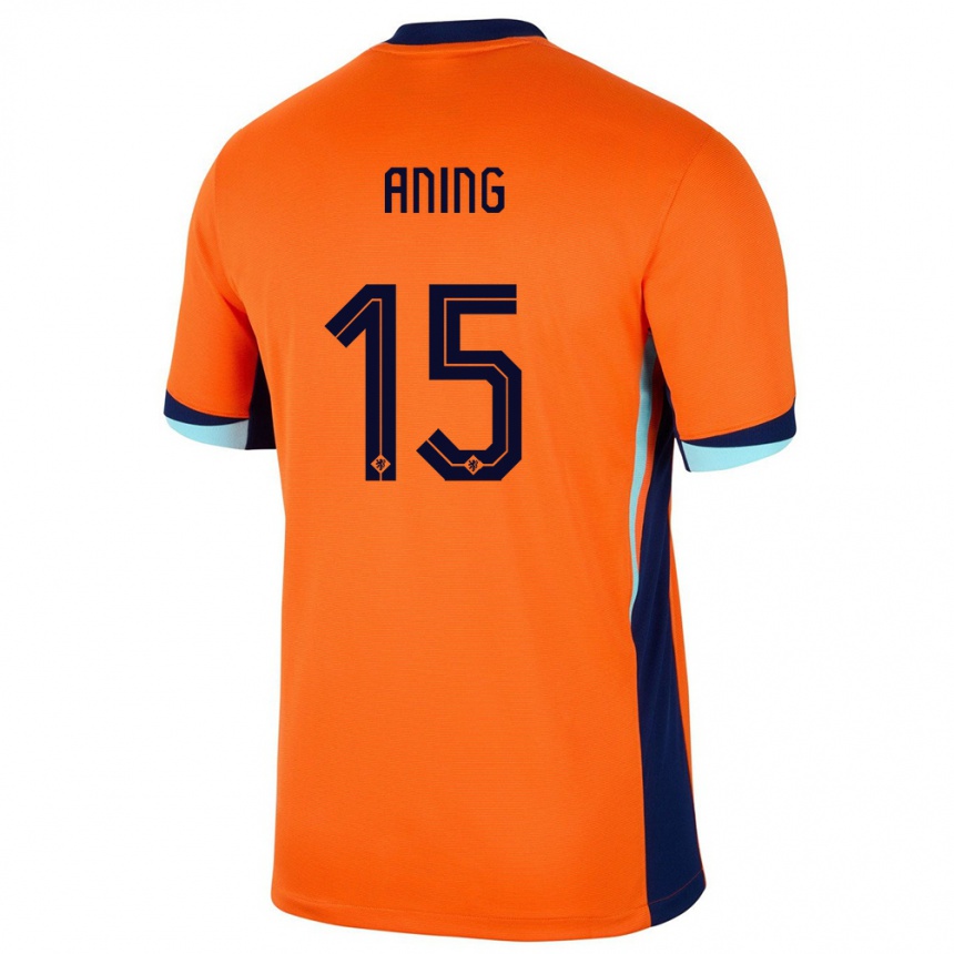 Kinder Fußball Niederlande Prince Aning #15 Orange Heimtrikot Trikot 24-26 T-Shirt Luxemburg