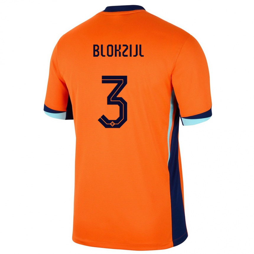 Kinder Fußball Niederlande Thijmen Blokzijl #3 Orange Heimtrikot Trikot 24-26 T-Shirt Luxemburg