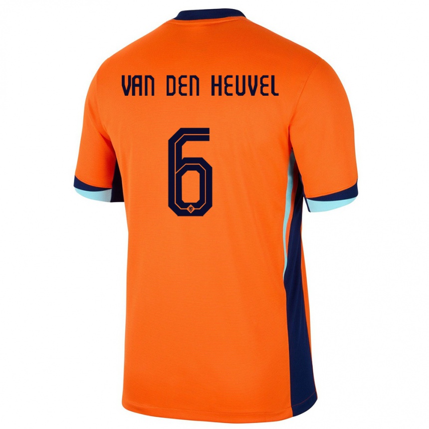 Kinder Fußball Niederlande Tim Van Den Heuvel #6 Orange Heimtrikot Trikot 24-26 T-Shirt Luxemburg