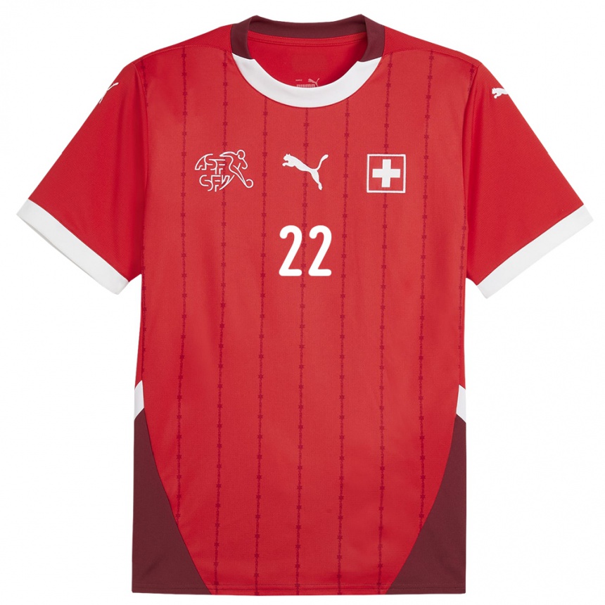 Kinder Fußball Schweiz Nando Toggenburger #22 Rot Heimtrikot Trikot 24-26 T-Shirt Luxemburg