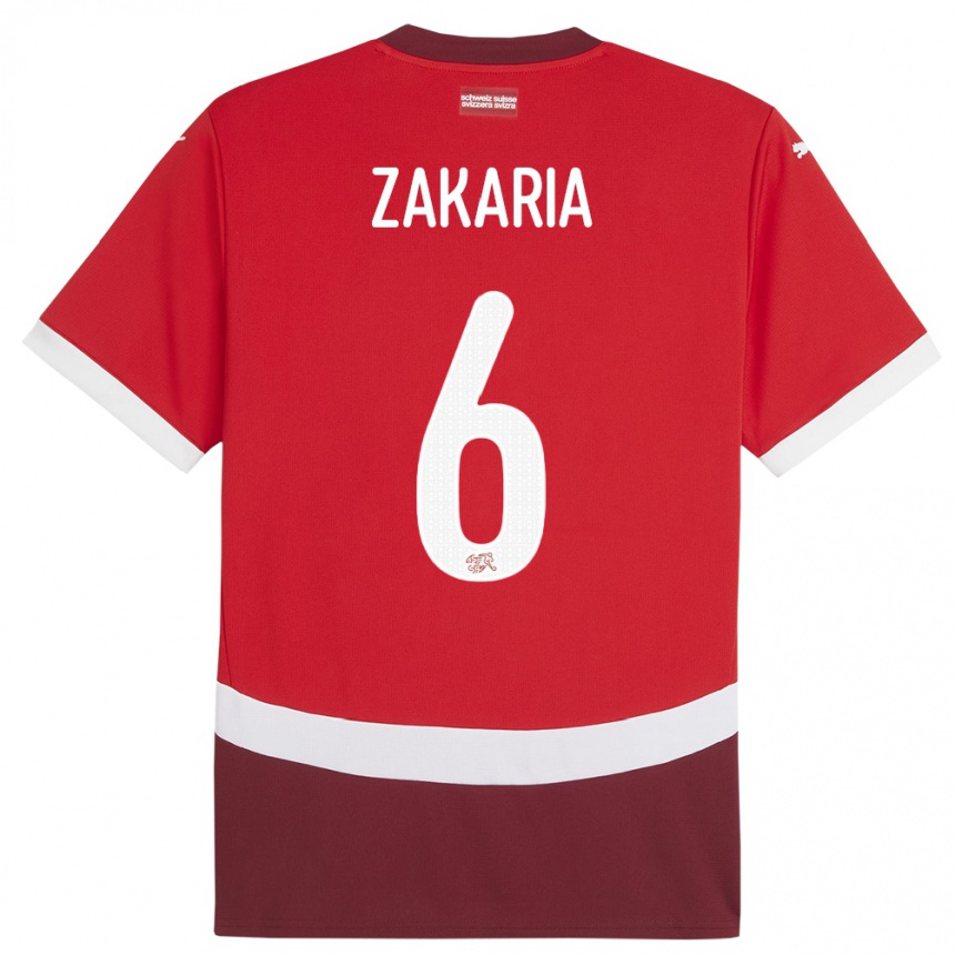 Kinder Fußball Schweiz Denis Zakaria #6 Rot Heimtrikot Trikot 24-26 T-Shirt Luxemburg