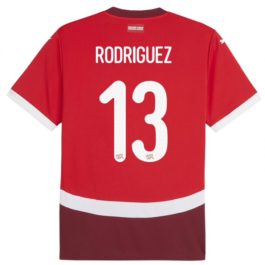 Kinder Fußball Schweiz Ricardo Rodriguez #13 Rot Heimtrikot Trikot 24-26 T-Shirt Luxemburg