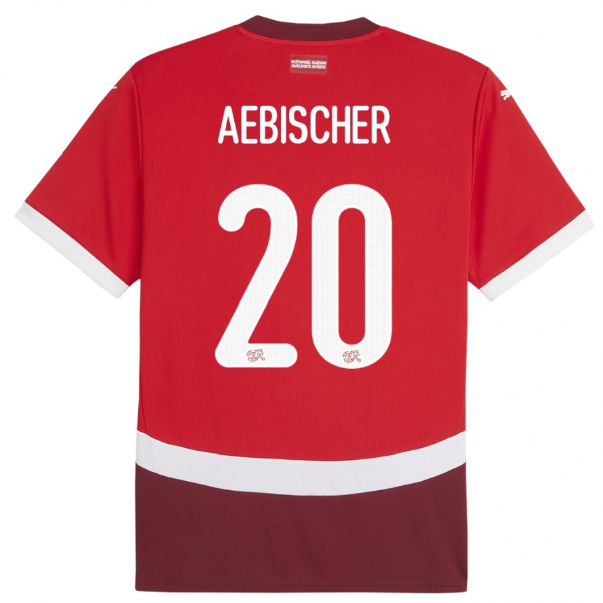 Kinder Fußball Schweiz Michel Aebischer #20 Rot Heimtrikot Trikot 24-26 T-Shirt Luxemburg