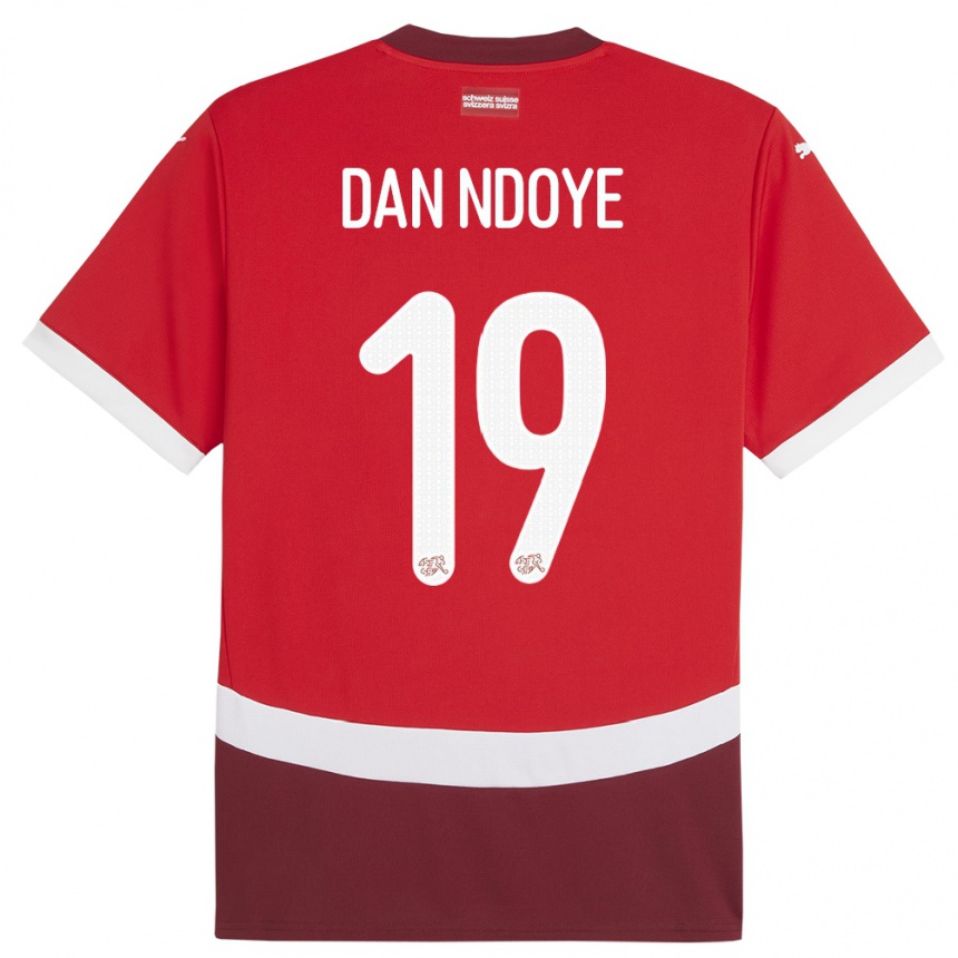 Kinder Fußball Schweiz Dan Ndoye #19 Rot Heimtrikot Trikot 24-26 T-Shirt Luxemburg
