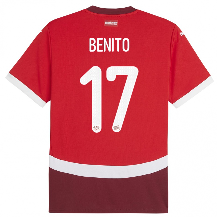 Kinder Fußball Schweiz Loris Benito #17 Rot Heimtrikot Trikot 24-26 T-Shirt Luxemburg