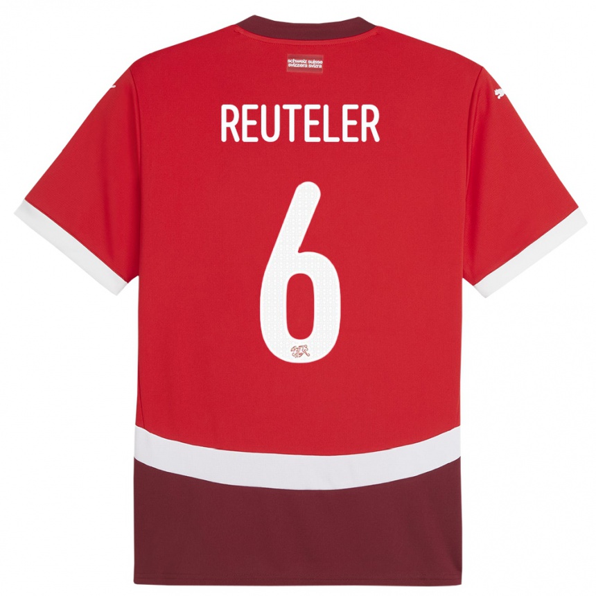 Kinder Fußball Schweiz Geraldine Reuteler #6 Rot Heimtrikot Trikot 24-26 T-Shirt Luxemburg