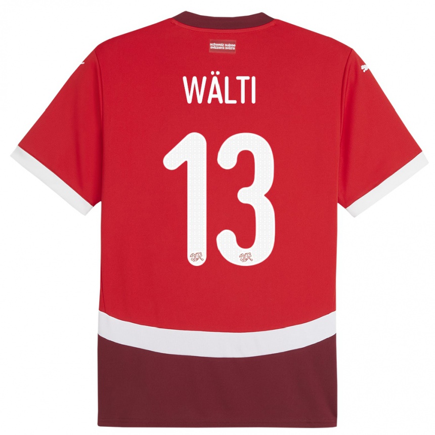 Kinder Fußball Schweiz Lia Walti #13 Rot Heimtrikot Trikot 24-26 T-Shirt Luxemburg