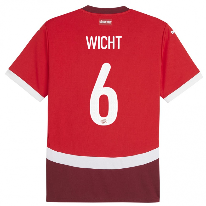 Kinder Fußball Schweiz Nathan Wicht #6 Rot Heimtrikot Trikot 24-26 T-Shirt Luxemburg