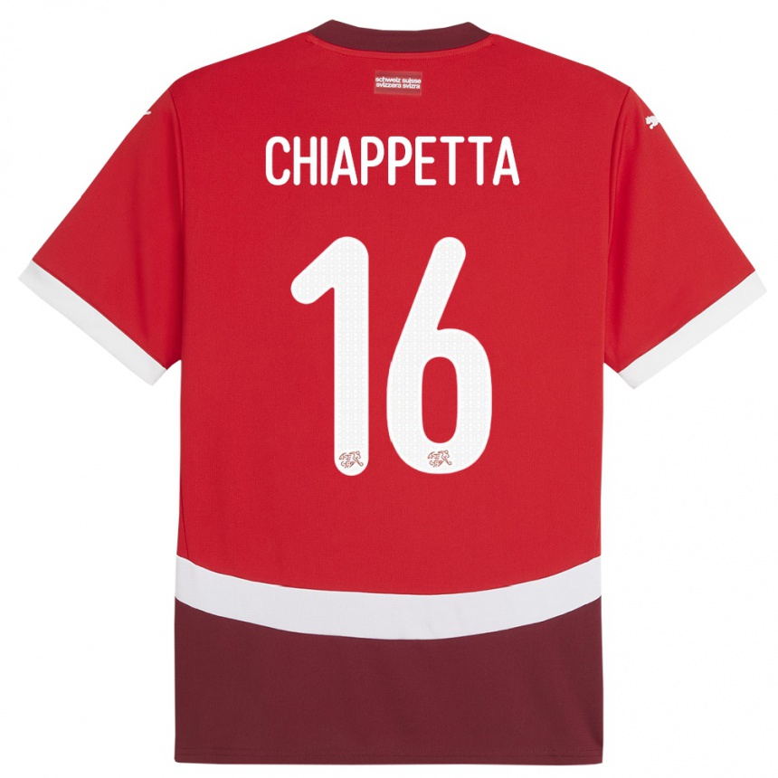 Kinder Fußball Schweiz Carmine Chiappetta #16 Rot Heimtrikot Trikot 24-26 T-Shirt Luxemburg