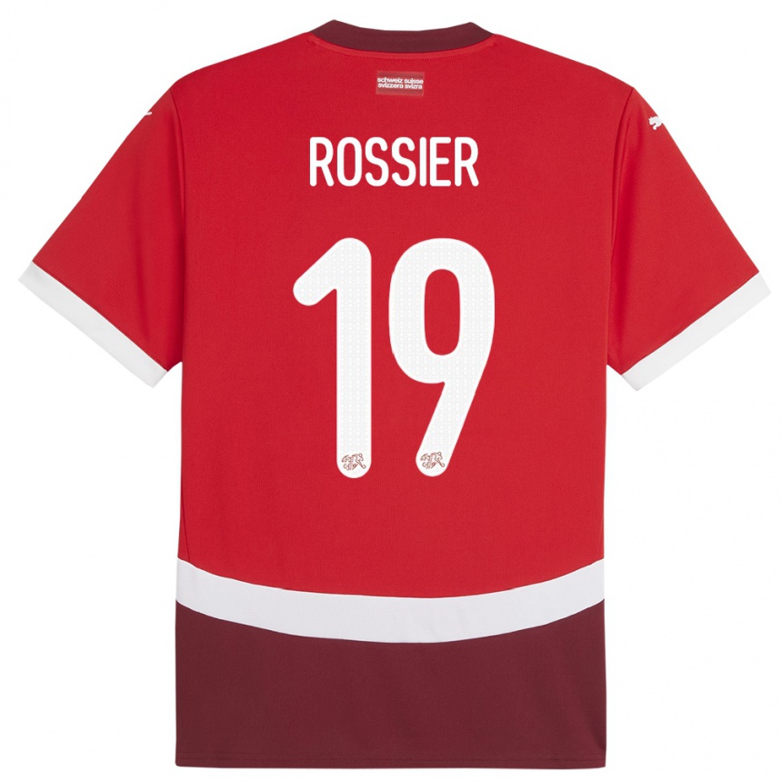 Kinder Fußball Schweiz Evan Rossier #19 Rot Heimtrikot Trikot 24-26 T-Shirt Luxemburg