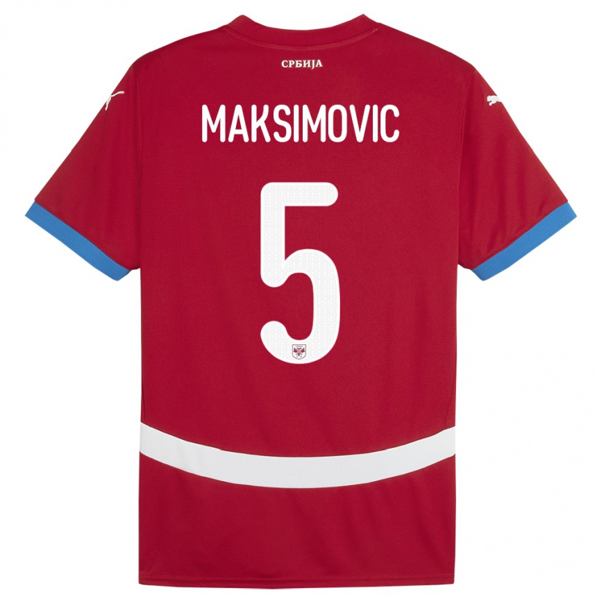 Kinder Fußball Serbien Nemanja Maksimovic #5 Rot Heimtrikot Trikot 24-26 T-Shirt Luxemburg