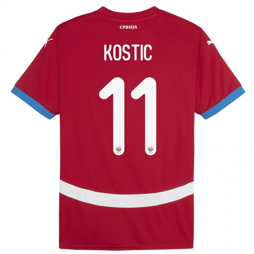 Kinder Fußball Serbien Filip Kostic #11 Rot Heimtrikot Trikot 24-26 T-Shirt Luxemburg