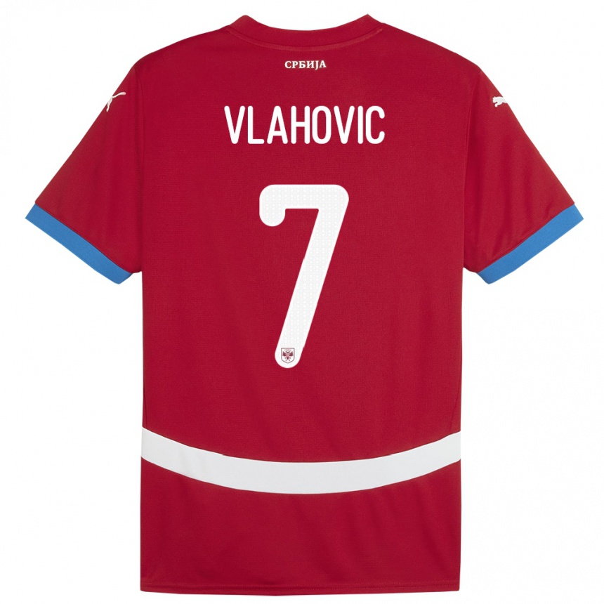 Kinder Fußball Serbien Dusan Vlahovic #7 Rot Heimtrikot Trikot 24-26 T-Shirt Luxemburg