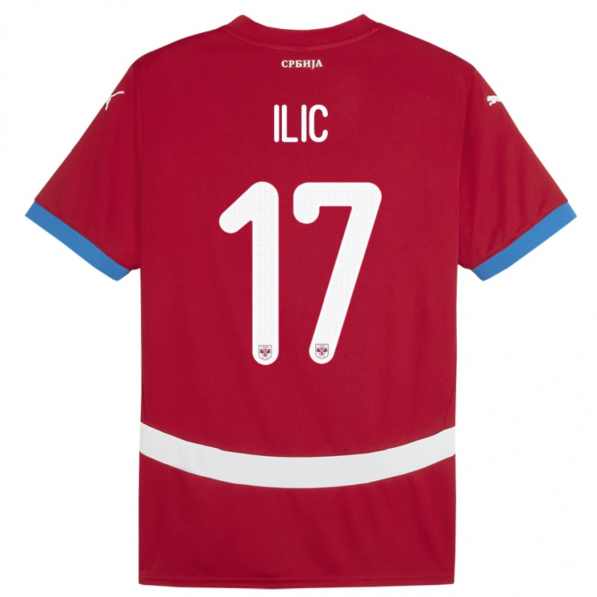 Kinder Fußball Serbien Ivan Ilic #17 Rot Heimtrikot Trikot 24-26 T-Shirt Luxemburg