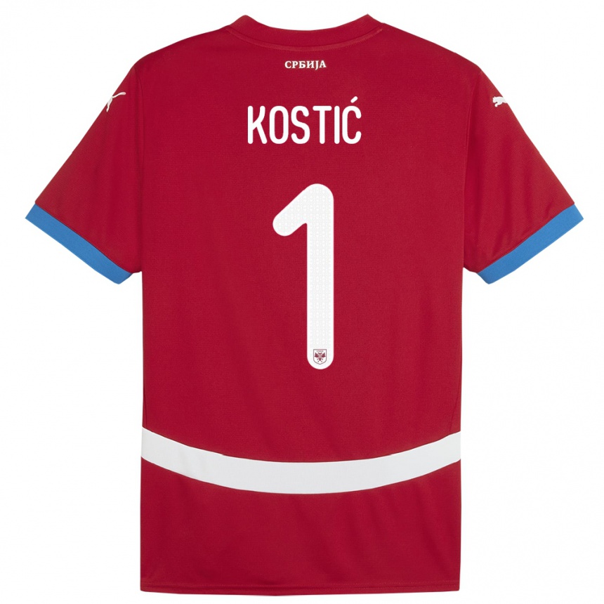 Kinder Fußball Serbien Milica Kostic #1 Rot Heimtrikot Trikot 24-26 T-Shirt Luxemburg