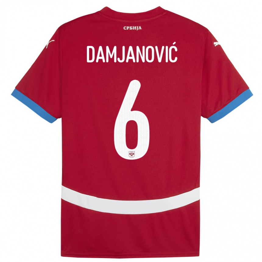 Kinder Fußball Serbien Nevena Damjanovic #6 Rot Heimtrikot Trikot 24-26 T-Shirt Luxemburg