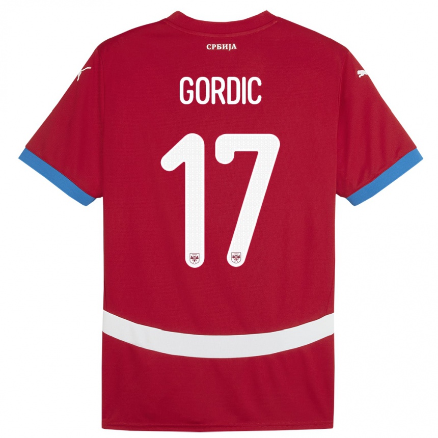 Kinder Fußball Serbien Djordje Gordic #17 Rot Heimtrikot Trikot 24-26 T-Shirt Luxemburg