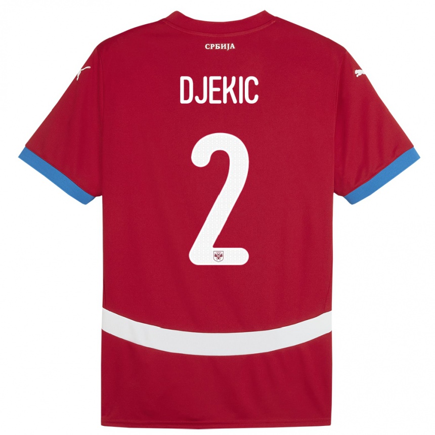 Kinder Fußball Serbien Djuro Giulio Djekic #2 Rot Heimtrikot Trikot 24-26 T-Shirt Luxemburg