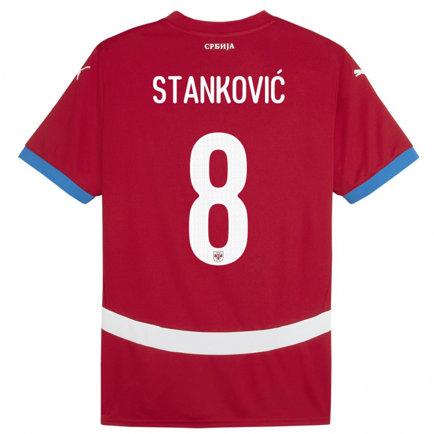 Kinder Fußball Serbien Aleksandar Stankovic #8 Rot Heimtrikot Trikot 24-26 T-Shirt Luxemburg