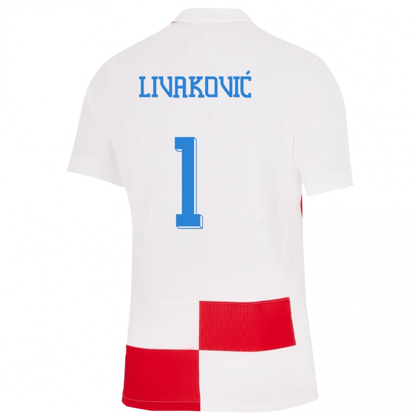 Kinder Fußball Kroatien Dominik Livakovic #1 Weiß Rot Heimtrikot Trikot 24-26 T-Shirt Luxemburg