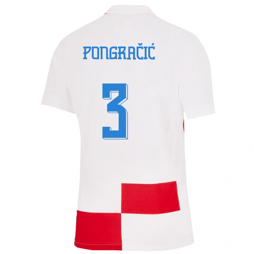 Kinder Fußball Kroatien Marin Pongracic #3 Weiß Rot Heimtrikot Trikot 24-26 T-Shirt Luxemburg