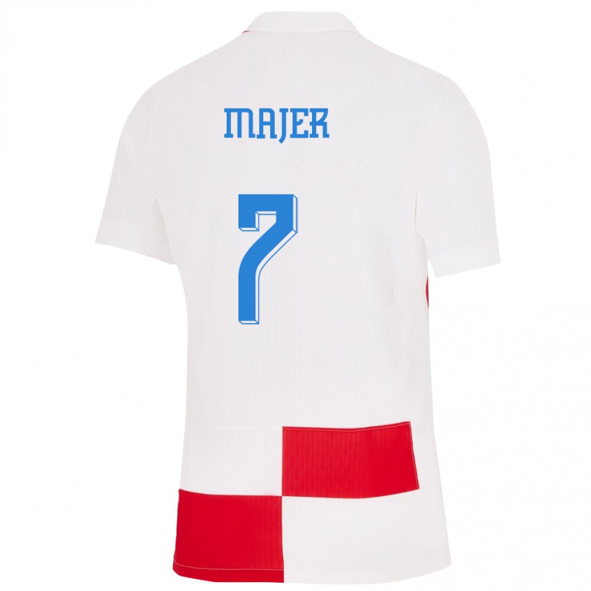 Kinder Fußball Kroatien Lovro Majer #7 Weiß Rot Heimtrikot Trikot 24-26 T-Shirt Luxemburg